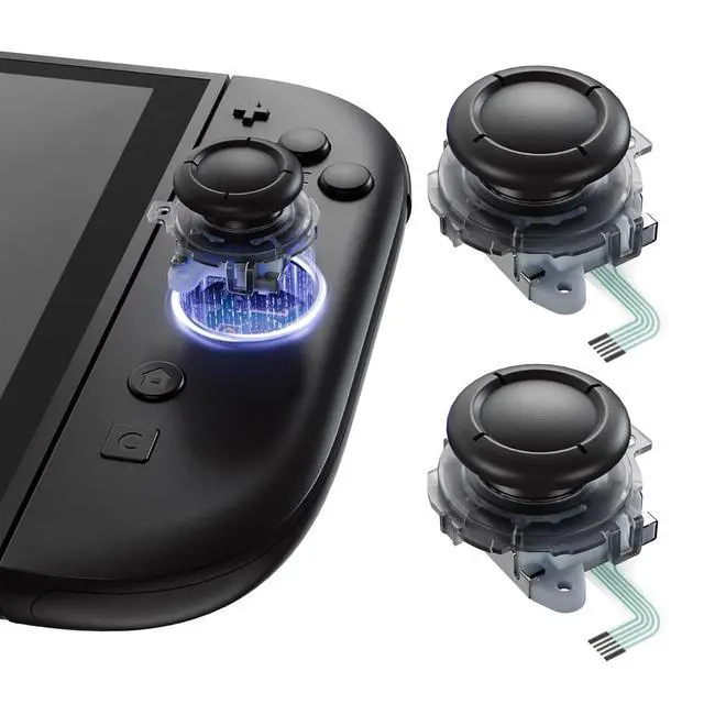 Alt view image 5 of 7 - Deluxe Version Replacement D-Pad Shell Buttons for + 3D Joystick for Nintendo Switch 2 JoyCon - Clear Slate Black @