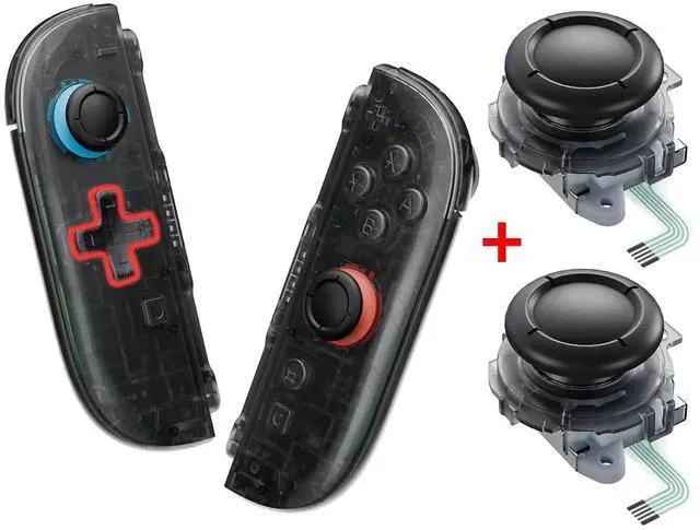 Main image of Deluxe Version Replacement D-Pad Shell Buttons for + 3D Joystick for Nintendo Switch 2 JoyCon - Clear Slate Black @