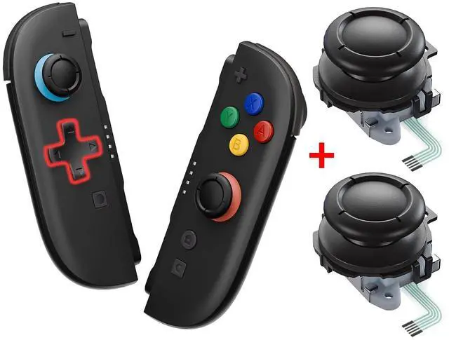 Main image of Deluxe Version Replacement D-Pad Shell Buttons for + 3D Joystick for Nintendo Switch 2 JoyCon - Black @