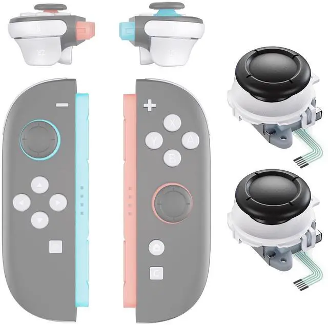 Main image of Replacement Full Set Buttons + 3D Joystick for Nintendo Switch 2 JoyCon - White @