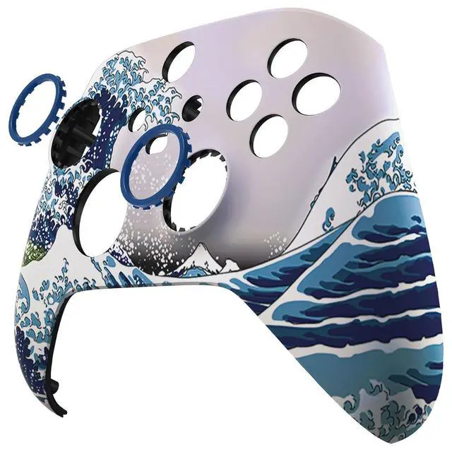 Alt view image 4 of 7 - ASR Version Custom Shell for Xbox Series X/S Controller - Anti Sticks Rubbing Rings - Replacement Accessories Front Cover Faceplate for Xbox Core Wireless Controller - The Great Wave @