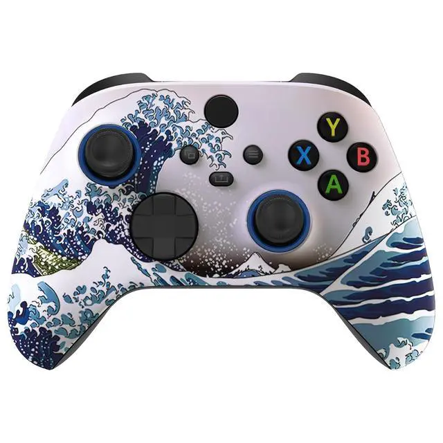 Alt view image 5 of 7 - ASR Version Custom Shell for Xbox Series X/S Controller - Anti Sticks Rubbing Rings - Replacement Accessories Front Cover Faceplate for Xbox Core Wireless Controller - The Great Wave @