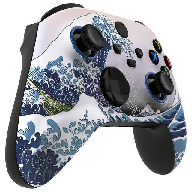Alt view image 6 of 7 - ASR Version Custom Shell for Xbox Series X/S Controller - Anti Sticks Rubbing Rings - Replacement Accessories Front Cover Faceplate for Xbox Core Wireless Controller - The Great Wave @