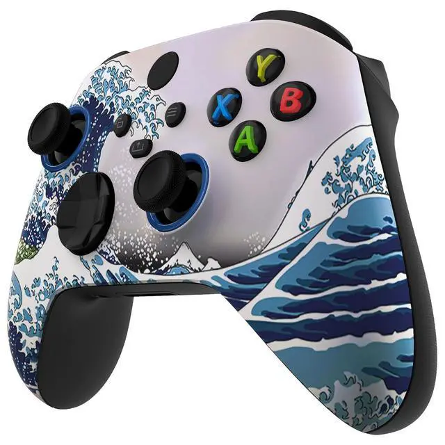 Alt view image 7 of 7 - ASR Version Custom Shell for Xbox Series X/S Controller - Anti Sticks Rubbing Rings - Replacement Accessories Front Cover Faceplate for Xbox Core Wireless Controller - The Great Wave @