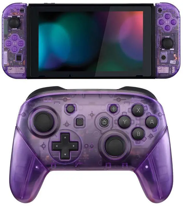 Main image of Clear Atomic Purple Replacement Full Set Shell for Nintendo Switch & Switch Pro Controller - Console Controller NOT Included @