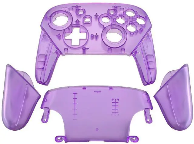 Alt view image 2 of 7 - Clear Atomic Puple Faceplate Backplate Handles for Nintendo Switch Pro Controller, DIY Replacement Grip Housing Shell Cover for Nintendo Switch Pro - Controller NOT Included @