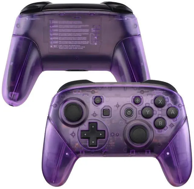 Main image of Clear Atomic Puple Faceplate Backplate Handles for Nintendo Switch Pro Controller, DIY Replacement Grip Housing Shell Cover for Nintendo Switch Pro - Controller NOT Included @