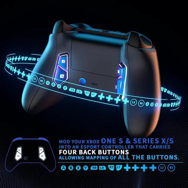 Alt view image 4 of 7 - Chameleon Purple Blue Replacement Redesigned K1 K2 K3 K4 Back Buttons & Setting Button for Xbox One S/X, Xbox Series X/S Controller Victor S/X Remap Kit - Without Controller & Remap Board @