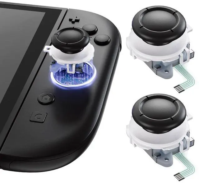 Alt view image 6 of 7 - Deluxe Version Replacement D-Pad Shell Buttons + 3D Joystick for Nintendo Switch 2 JoyCon - White @
