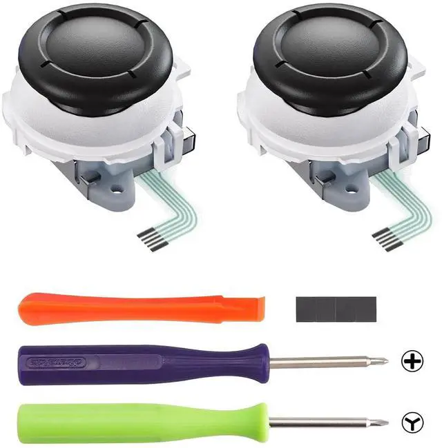 Alt view image 7 of 7 - Deluxe Version Replacement D-Pad Shell Buttons + 3D Joystick for Nintendo Switch 2 JoyCon - White @