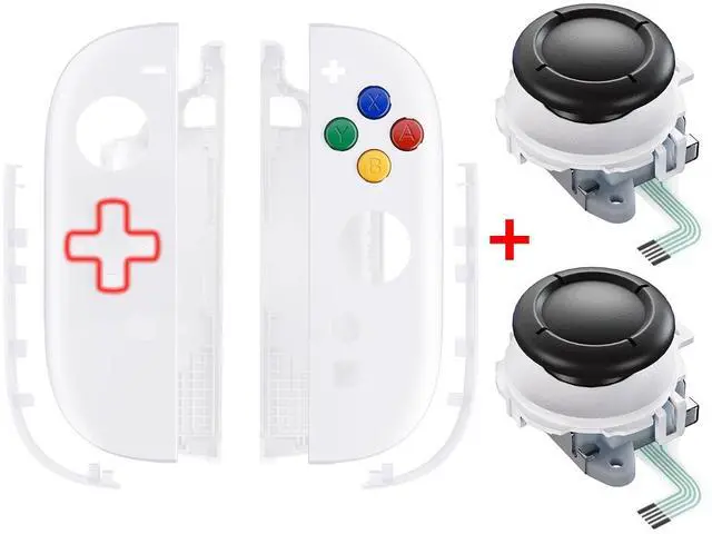 Main image of Essence Version Replacement D-Pad Shell Buttons + 3D Joystick for Nintendo Switch 2 JoyCon - White @