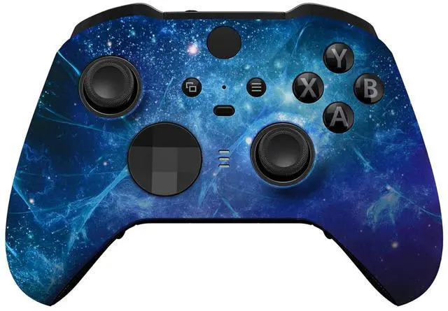 Alt view image 2 of 7 - Blue Nebula Patterned Faceplate Shell + Textured Blue Bottom Shell for Xbox Elite Series 2, Elite Series 2 Core Controller - Wood Grain @