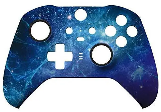 Alt view image 4 of 7 - Blue Nebula Patterned Faceplate Shell + Textured Blue Bottom Shell for Xbox Elite Series 2, Elite Series 2 Core Controller - Wood Grain @