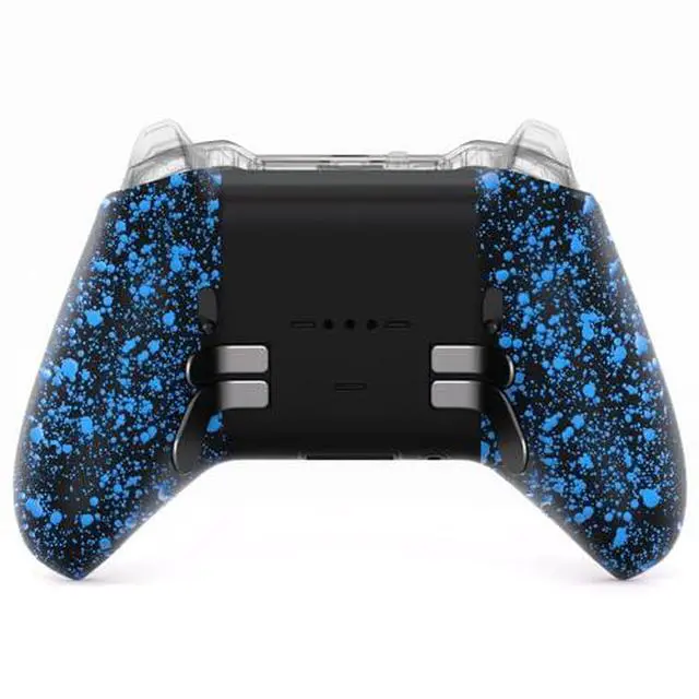 Alt view image 6 of 7 - Blue Flame Patterned Faceplate Shell + Textured Blue Bottom Shell for Xbox Elite Series 2, Elite Series 2 Core Controller - Wood Grain @