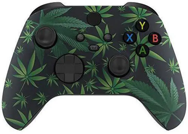 Alt view image 2 of 7 - Green Weeds Patterned Shell + Replacement Left Right Side Rails for Xbox Series X/S Controller @