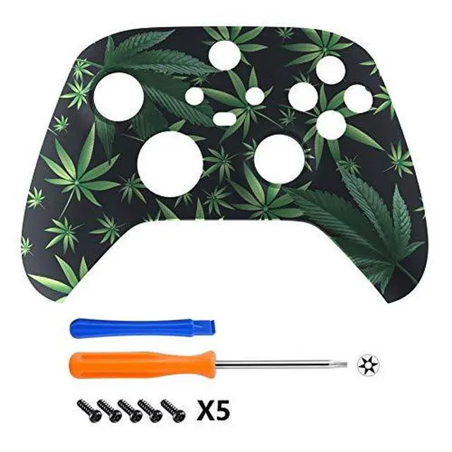 Alt view image 4 of 7 - Green Weeds Patterned Shell + Replacement Left Right Side Rails for Xbox Series X/S Controller @