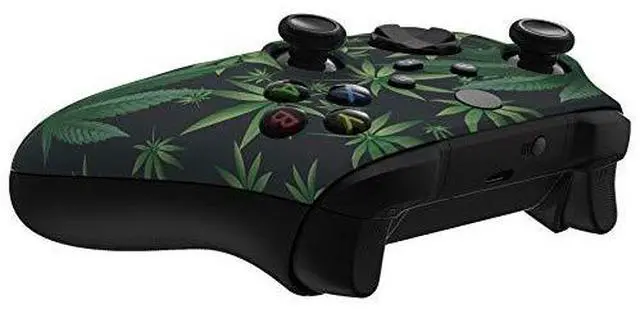 Alt view image 5 of 7 - Green Weeds Patterned Shell + Replacement Left Right Side Rails for Xbox Series X/S Controller @