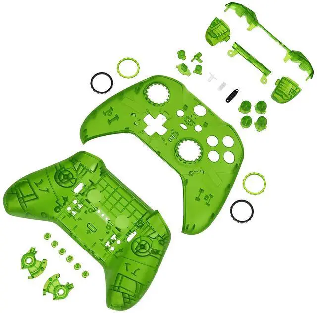 Alt view image 4 of 7 - Full Set Shell Buttons for Xbox One Elite Series 2 Controller, Clear Green Replacement Faceplate Back Plate Bottom Shell with Buttons for Xbox Elite Series 2 Core Controller - Model 1797 @