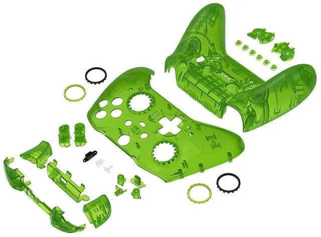 Alt view image 5 of 7 - Full Set Shell Buttons for Xbox One Elite Series 2 Controller, Clear Green Replacement Faceplate Back Plate Bottom Shell with Buttons for Xbox Elite Series 2 Core Controller - Model 1797 @
