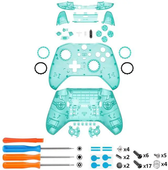 Alt view image 3 of 7 - Full Set Shell Buttons for Xbox One Elite Series 2 Controller, Emerald Green Replacement Faceplate Back Plate Bottom Shell with Buttons for Xbox Elite Series 2 Core Controller - Model 1797 @