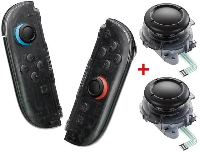 Main image of Deluxe Version Replacement Shell Buttons + 3D Joystick for Nintendo Switch 2 JoyCon - Clear Slate Black @