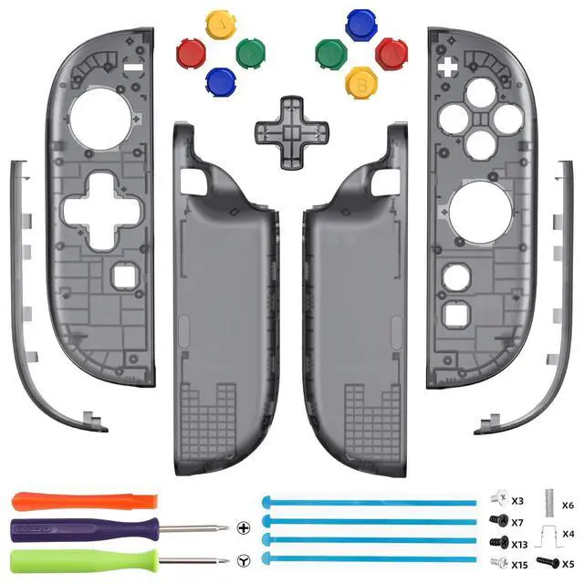 Alt view image 2 of 7 - Essence Version Replacement D-Pad Shell Buttons for + 3D Joystick for Nintendo Switch 2 JoyCon - Clear Slate Black @