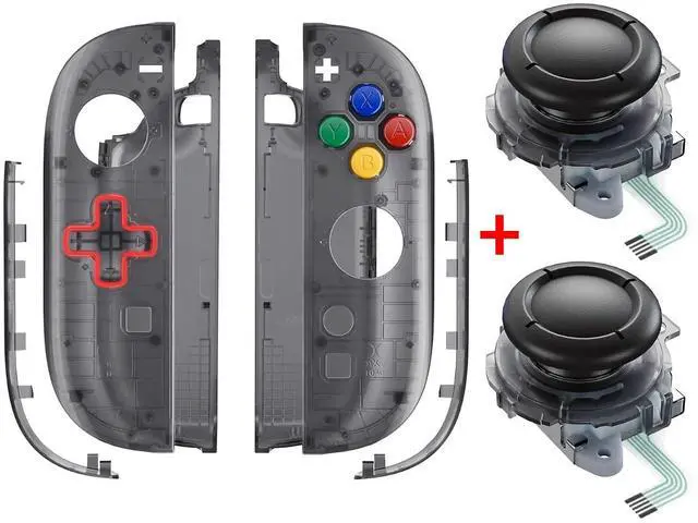 Main image of Essence Version Replacement D-Pad Shell Buttons for + 3D Joystick for Nintendo Switch 2 JoyCon - Clear Slate Black @