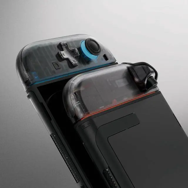 Alt view image 6 of 7 - Essence Version Replacement D-Pad Shell Buttons for + 3D Joystick for Nintendo Switch 2 JoyCon - Clear Slate Black @