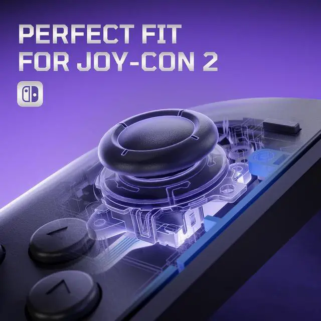 Alt view image 7 of 7 - Essence Version Replacement D-Pad Shell Buttons for + 3D Joystick for Nintendo Switch 2 JoyCon - Clear Slate Black @