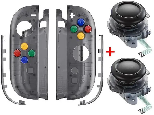 Main image of Essence Version Replacement Shell Buttons + 3D Joystick for Nintendo Switch 2 JoyCon - Clear Slate Black @
