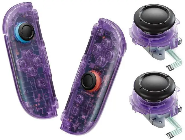 Main image of Deluxe Version Replacement Shell Buttons + 3D Joystick for Nintendo Switch 2 JoyCon - Clear Atomic Purple @