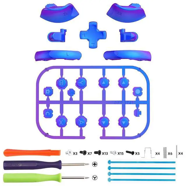 Alt view image 2 of 7 - DIY Replacement Full Set Buttons for Joycon 2, Custom ABXY Direction Keys Dpad + - C Home Capture Release L R ZR ZL Trigger Buttons for Nintendo Switch 2 Controller - Chameleon Purple Blue @
