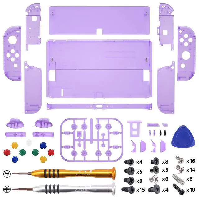 Alt view image 3 of 7 - Clear Atomic Purple Full Set Shell for Nintendo Switch OLED, Replacement Full Set Shell for Nintendo Switch Pro Controller - Console Controller NOT Included @