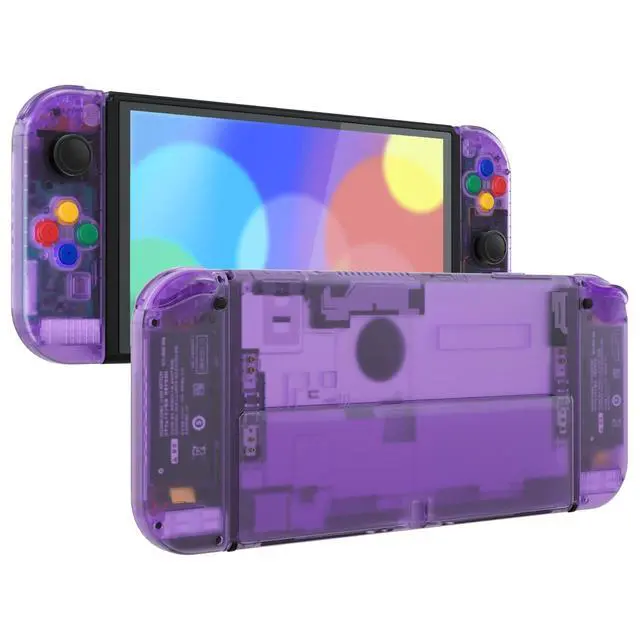 Alt view image 5 of 7 - Clear Atomic Purple Full Set Shell for Nintendo Switch OLED, Replacement Full Set Shell for Nintendo Switch Pro Controller - Console Controller NOT Included @
