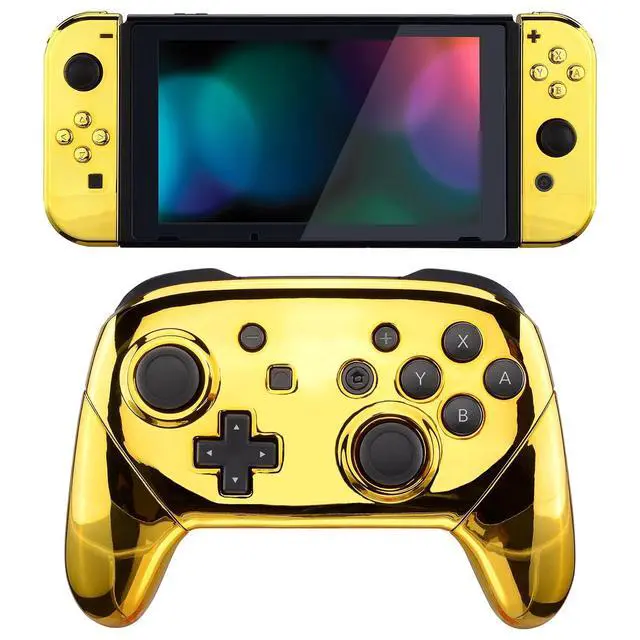 Main image of Chrome Gold Replacement Full Set Shell for Nintendo Switch & Switch Pro Controller - Console Controller NOT Included @
