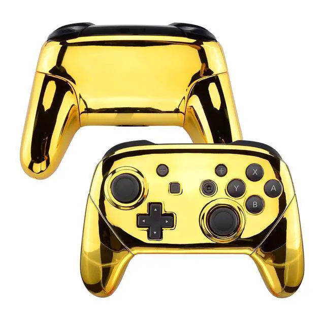 Alt view image 5 of 7 - Chrome Gold Replacement Full Set Shell for Nintendo Switch & Switch Pro Controller - Console Controller NOT Included @