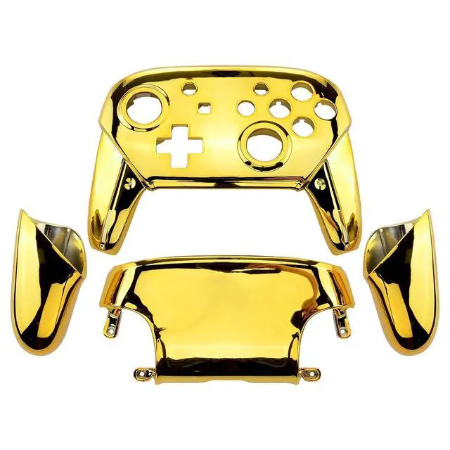 Alt view image 3 of 7 - Chrome Gold Replacement Full Set Shell for Nintendo Switch & Switch Pro Controller - Console Controller NOT Included @
