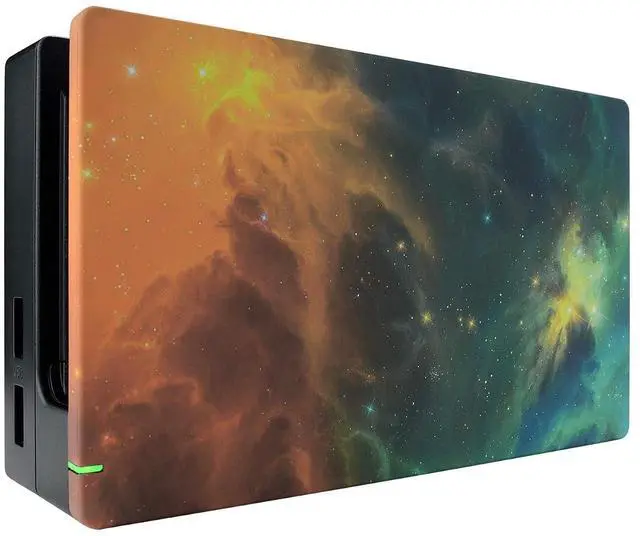 Main image of Custom Soft Touch Grip Faceplate for Nintendo Switch Dock, Orange Star Universe Patterned DIY Replacement Housing Shell for Nintendo Switch Dock - Dock NOT Included @