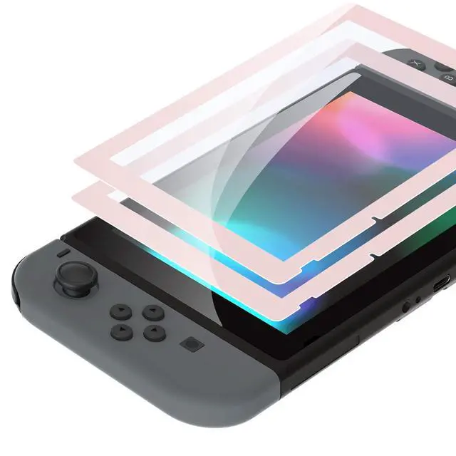Alt view image 6 of 7 - Cherry Blossoms Pink Colorful Border Screen Protector + Replacement Shell Front Frame for Nintendo Switch Console with Volume Up Down Power Buttons - Console NOT Included @