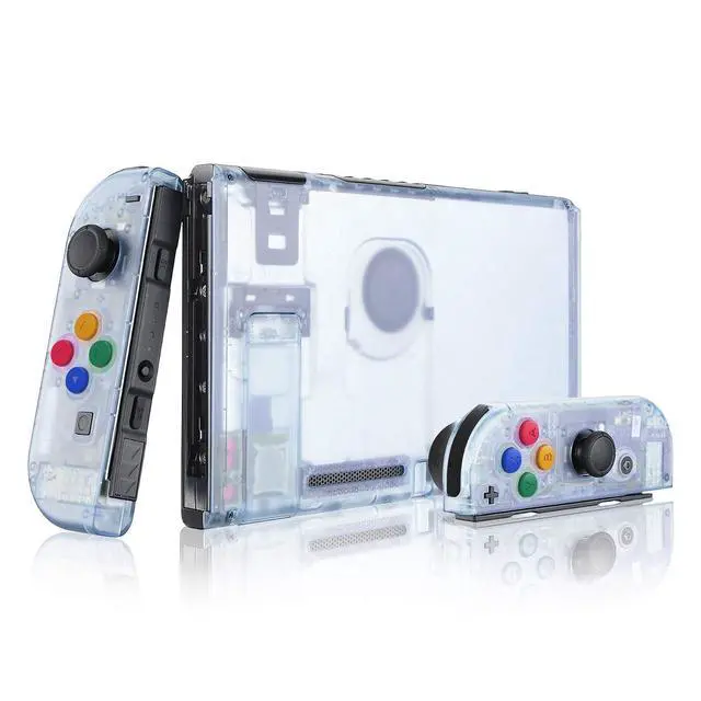 Alt view image 5 of 7 - Clear Glacier Blue Front Back Plate for Nintendo Switch Console, NS Joycon Handheld Controller Housing with Colorful Buttons, Replacement Shell for Nintendo Switch - Switch NOT Included @