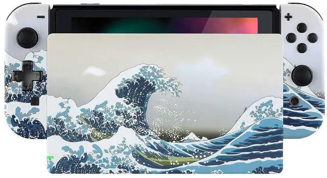 Main image of Soft Touch The Great Wave Joycon Housing Shell (D-Pad Version) with Full Set Buttons for Nintendo Switch, Replacement Faceplate for Nintendo Switch Dock Joy-Con Dock NOT Included @