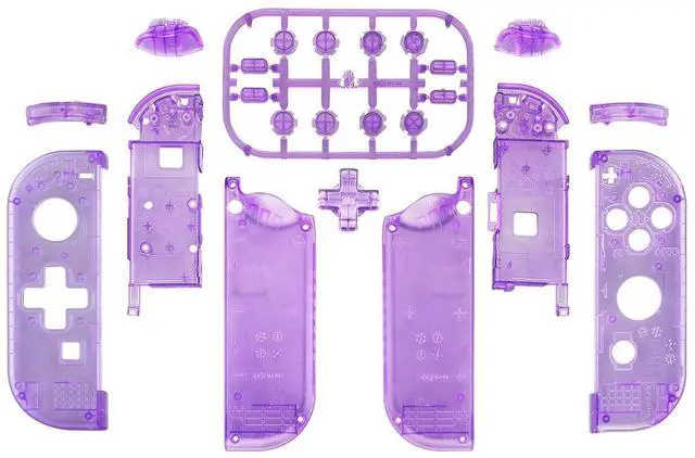 Alt view image 2 of 7 - Clear Atomic Purple Joycon Housing Shell (D-Pad Version) with Full Set Buttons for Nintendo Switch, Replacement Faceplate for Nintendo Switch Dock Joy-Con Dock NOT Included @