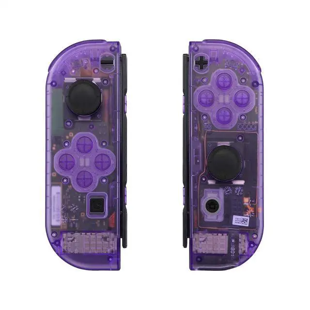 Alt view image 4 of 7 - Clear Automic Purple Joycon Housing Shell with Full Set Buttons for Nintendo Switch, Replacement Faceplate for Nintendo Switch Dock Joy-Con Dock NOT Included @