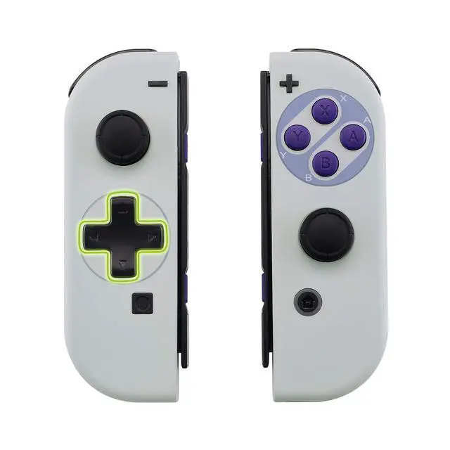 Alt view image 4 of 7 - Classics SNES Style Soft Touch Joycon Housing Shell (D-Pad Version) with Full Set Buttons for Nintendo Switch, Replacement Faceplate for Nintendo Switch Dock Joy-Con Dock NOT Included @