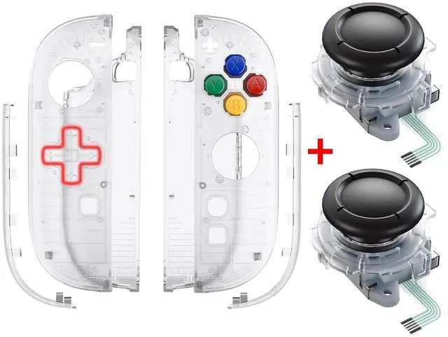 Main image of Essence Version Replacement D-Pad Shell Buttons for + 3D Joystick for Nintendo Switch 2 JoyCon - Clear @