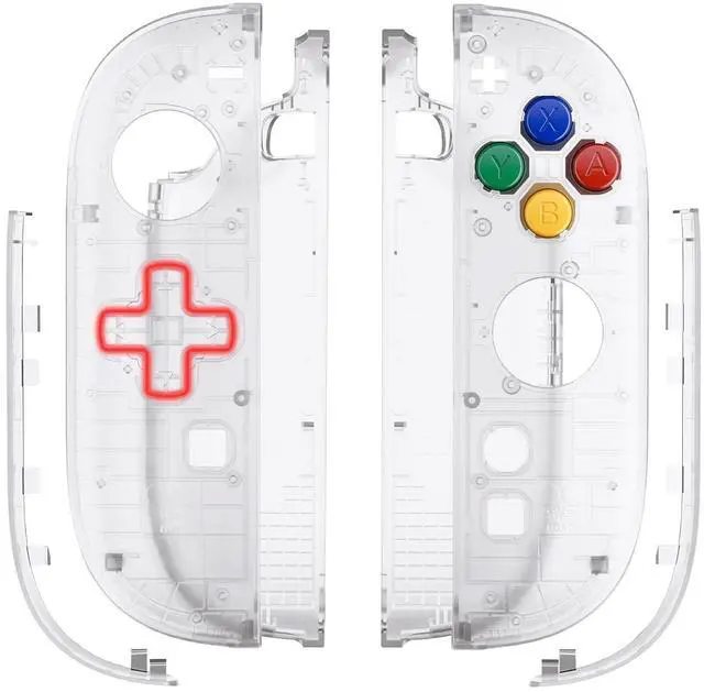 Alt view image 2 of 7 - Essence Version Replacement D-Pad Shell Buttons for + 3D Joystick for Nintendo Switch 2 JoyCon - Clear @