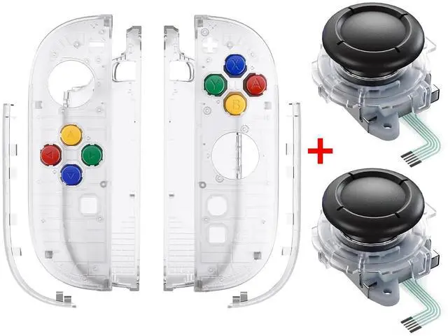 Main image of Essence Version Replacement Shell Buttons + 3D Joystick for Nintendo Switch 2 JoyCon - Clear @
