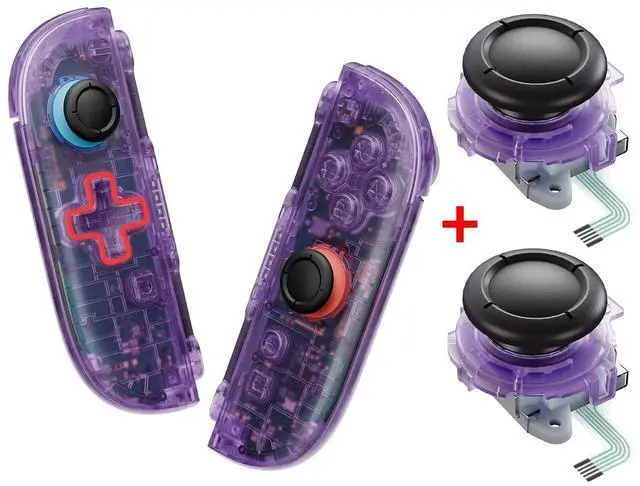 Main image of Deluxe Version Replacement D-Pad Shell Buttons for + 3D Joystick for Nintendo Switch 2 JoyCon - Clear Atomic Purple @