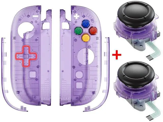 Main image of Essence Version Replacement D-Pad Shell Buttons for + 3D Joystick for Nintendo Switch 2 JoyCon - Clear Atomic Purple @