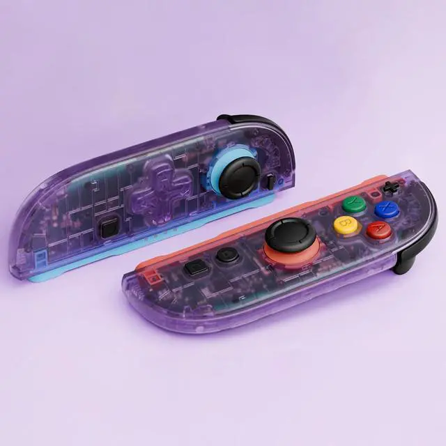 Alt view image 3 of 7 - Essence Version Replacement D-Pad Shell Buttons for + 3D Joystick for Nintendo Switch 2 JoyCon - Clear Atomic Purple @